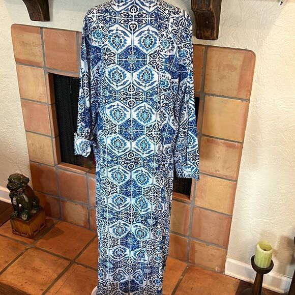 KAS Designs split length kaftan style dress/swimsuit coverup, XL! - Picture 10 of 13